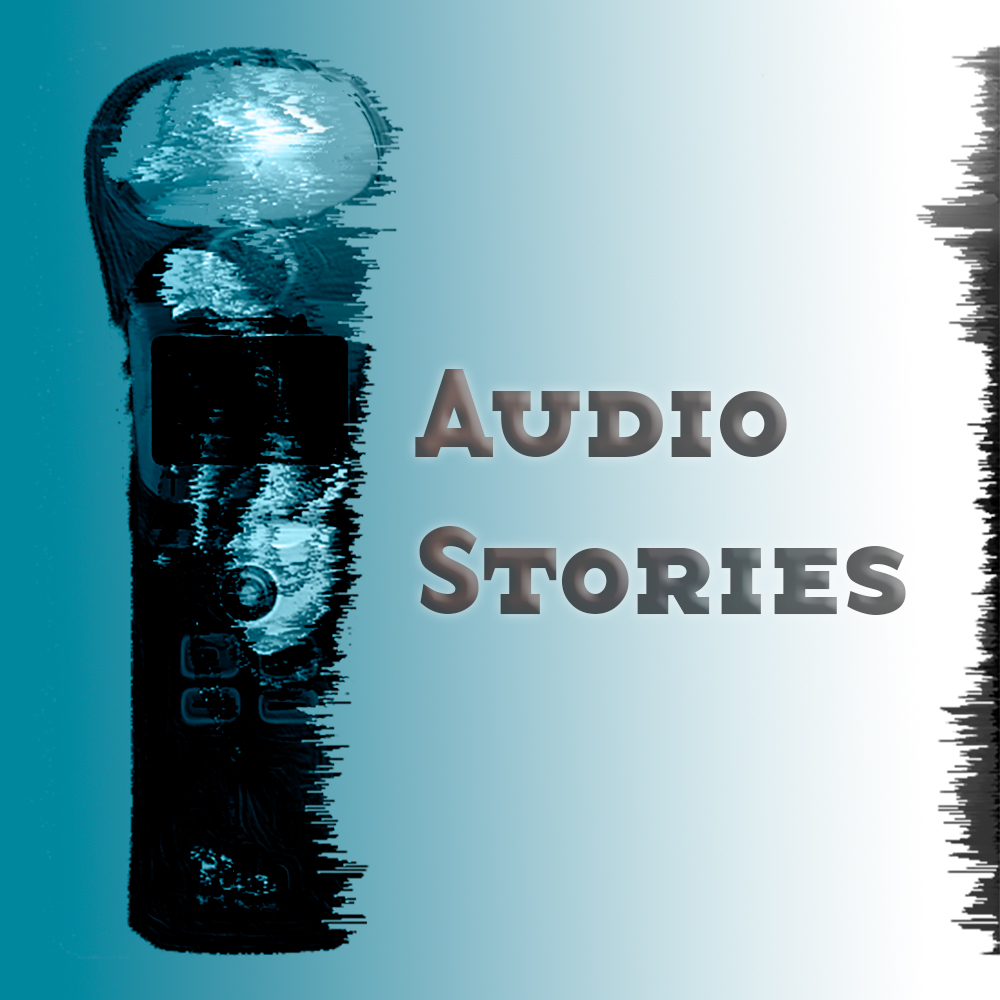 There is an audio recording device next to the text 'Audio Stories'