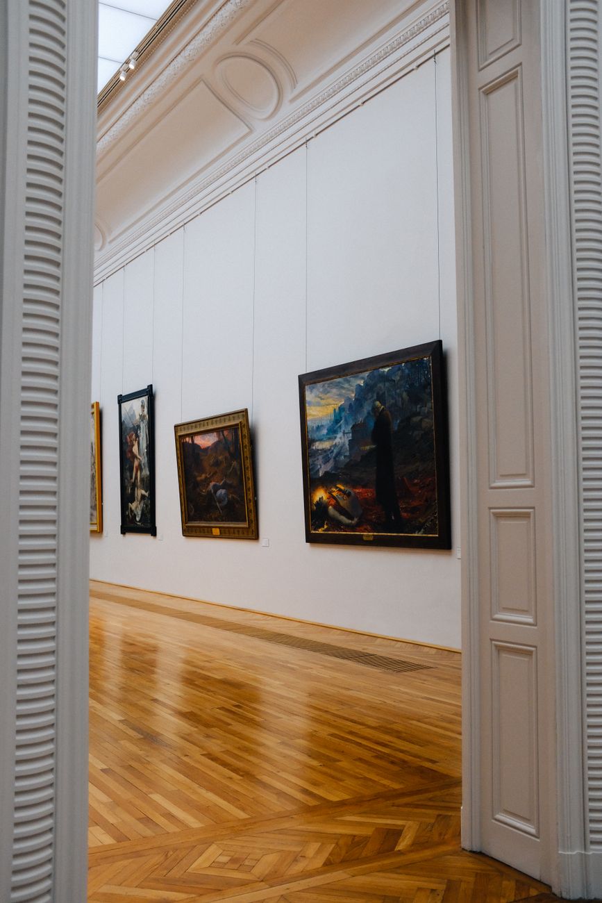 paintings hanging on the wall